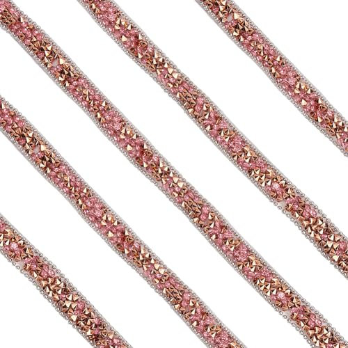 SOFPLATE Ruban Adhésif en Strass de 5 m de Long Ruban en Cristal Rouge Rubans en Strass Autocollants Rubans en Résine Rubans à Paillettes Rouleau pour Bricolage Artisanat Tissu Chaussures Vêtements