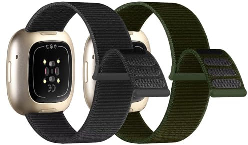 Gittos Nylon Bracelet de montre pour Fitbit Versa 4/Versa 3/Sense/Sense 2 Tresse en Nylon Sport Remplacement pour Homme Femme