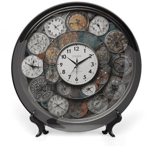 FZQVSGW Assiettes décoratives en céramique - Horloge - Plaque décorative avec présentoir - Assiettes en céramique personnalisées pour décoration d'intérieur - 20,3 cm