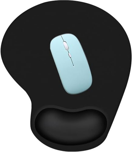 Ergonomic Mouse Mat Black Non-Slip Comfort Mouse Pad Mat with Gel Foam Rest Wrist Support For PC Laptop PU Base - Office Supplies Pain Relief