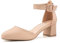 Hitmars Ladies Mid Heel Sandals Court Shoes for Women Low Block Heel Sandals Strappy Pumps Wedding Prom Party Elegant Ankle Strap Evening Nude UK 6