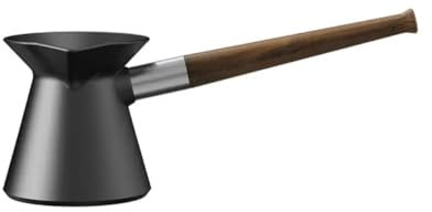 KR I Dream - Caffettiera in ceramica turca Cezve (280 ml) con manico in legno di noce per la preparazione della moka, colore: Nero