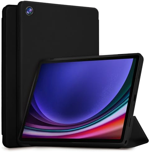 SSS·GRGB Hülle für Samsung Galaxy Tab A9 Plus/A9+ 5G 11 Zoll 2023 & 2024 Modell (SM-X210/X216/X218), weiche TPU-Rückschale Hybrid Trifold Stand Schutzhülle, Auto Wake/Sleep (Schwarz)