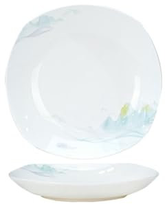 Assiette creuse carrée en céramique de style chinois anti-brûlure et résistante aux hautes températures - Assiette creuse carrée de 20,3 cm - 4 pièces