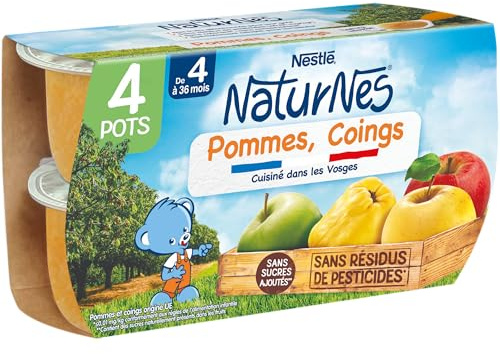 Nestlé Naturnes Purée de Fruits Bébé Pommes, Coings - Dès 4/6 mois - 4x130g (Lot de 6)