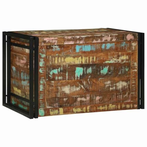 vidaXL Aufbewahrungsbox Braun und Schwarz 80 x 50 x 50 cm Altholz | Coole, recycelte Holzoberfläche mit strahlenden Farben, Genug Platz für deine Sachen, Sehr stabil und aus solidem,