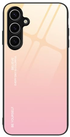 SEAHAI Hülle für Samsung Galaxy S25 FE 5G, Ultradünne Gehärtetem Glas Zurück & Weich Silikon TPU Rahmen Handyhülle Farbverlauf Farbe Case Stoßfest Schutzhülle, Mädchenhaftes Rosa