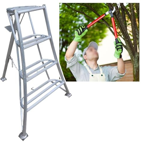 Tripod Ladder Commercial Step Ladders for Tree Trimming/Hedge Cutting, Household Orchard Ladder with Anti-Slip Texture, Tripod Step Stool for Extend a Reach(130cm/4.3ft/51.2in)