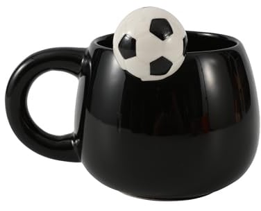 I-TOTAL® - Keramiktasse mit Tiermotiv aus Keramik am Rand, Tasse für Tee oder Kaffee (FOOTBALL)