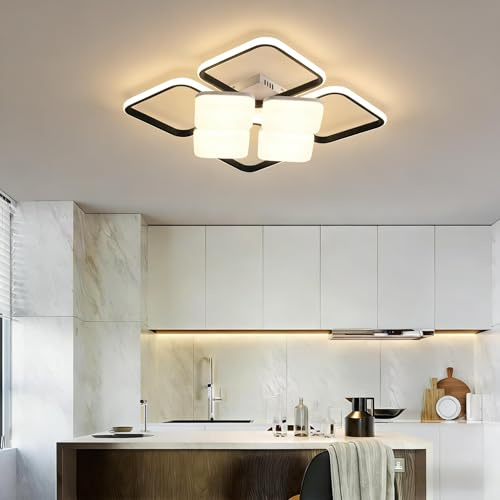 Deckenlampe Wohnzimmerlampe LED Moderne Deckenleuchte Wohnzimmer(F,4+4) | Korrosionsbeständig,sanftes Licht,stufenloses Dimmen,augenschonend,hoher Farbwiedergabeindex,Memory-Funktion