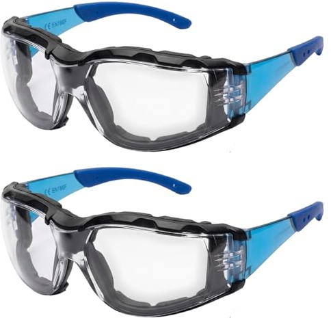ZeBQrphio 2 Pair Safety Glasses, Anti Fog Safety Glasses, Foam-Lined Comfort Frame, Construction Site Safety Eyewear, Two-Pair Value Pack for Workshop Teams and DIY Enthusiasts