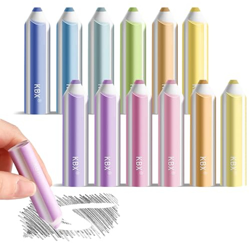 Gsrhzd Radiergummi, Bleistiftförmige Radierer, 12 Stück | Niedliche Bunte Eraser, Staubfreie, Ergonomischem, für Schulen, Skizzen, Büro und Zeichen