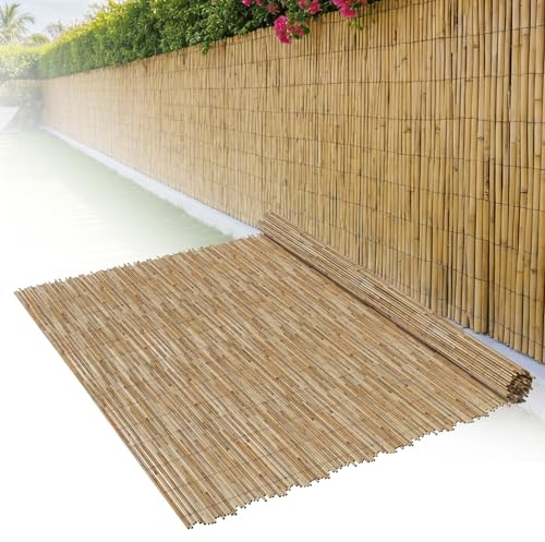 HENGMEI Schilfrohrmatte Bambus-Sichtschutzzaun 160x300cm, Robuste Schilfmatte als Sichtschutz Windschutz Sonnenschutz Sichtschutzmatte für Balkon Terrasse Zaun Garten Indoor Outdoor