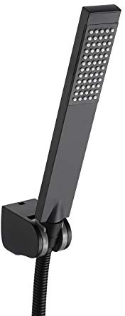 KES Doccetta per Doccia Soffione Doccia Quadrato, Doccino per Doccia con Tubo Doccia e Supporto Soffione Doccia Nero, LP135-BK