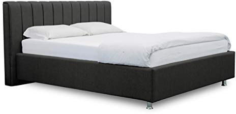 ES Design 08 Polsterbett Antony mit 5 Jahren Garantie, EIN hochwertiges Bett, Lattenrost und Stauraum (Dunkelgrau, 120 x 200 cm)