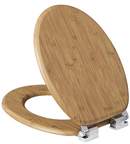 eSituro Toilettendeckel,mit Absenkautomatik, Klodeckel MD Holz Premium WC Sitz,Klobrille einfache Bodenmontage,Antibakteriell Stabile, Belastbarkeit 175 kg,O Form