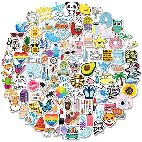 PRETTYSUNSHINE Sticker Set 100 Stück, Aesthetic Aufkleber Vintage Sticker für Fahrrad Koffer Helm Laptop Skateboard Auto Motorrad Graffiti Stickerbomb Wasserfest