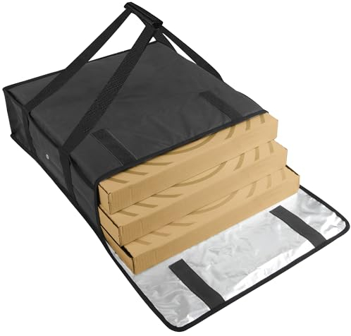 Trail maker Pizza Carrier Insulated Bags Large for Deliveries, Insulated Pizza Carrier Delivery Bag 20x20 Food Bag for Personal and Professional Use (Black)