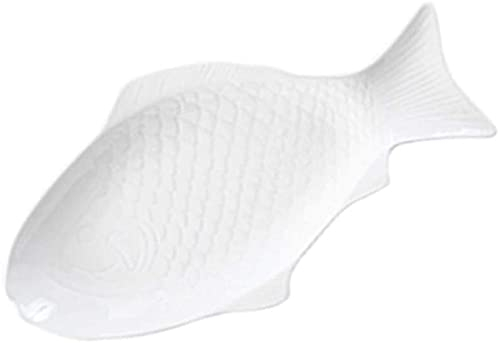 GYYJW Plato de pescado con forma de pescado Plato creativo de cerámica para servir plato decorativo para restaurantes y hogar (11 pulgadas)