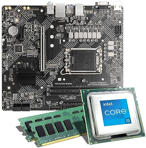 Mainboard Bundle | Intel Core i5-12400F 6x2500 MHz, MSI PRO H610M-E DDR4, 16 GB DDR4-RAM, 1x M.2 Port, 4X SATA 6Gb/s, USB 3.2 Gen1 | Tuning Kit | CSL PC Aufrüstkit