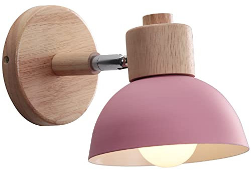 WOTTES Applique Murale Industrielle Vintage Lampe Murale Interieur Sconce Rétro Luminaire Applique Abat-jour E27 Ø15CM pour Salle à Manger Escalier Chambre Cuisine Café(rose)