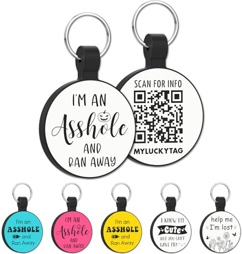 Myluckytag QR Code Silicone DogID CatTag, Quiet & Durable, Online Pet Profile - Email Los Alarm