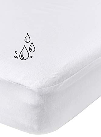 Meyco Baby Molton PU Spannbettlaken - wasserdicht - 90x210/220 cm - 100 % Baumwolle - Oeko Tex zertifiziert - Rundum-Gummizug - extra elastisch - atmungsaktiv - Weiß