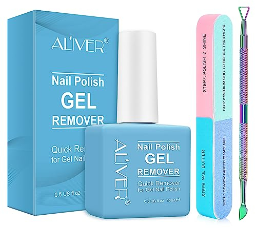 Nagellackentferner, Shellac Entferner mit Hochwertig Nagelfeilen und Gel Polish Scraper, UV Nagellack Entfernen, Gelnägel Entferner, Sicher und Schnell zu Entfernen Gel Nagellack in 2-5 Mins,15ml