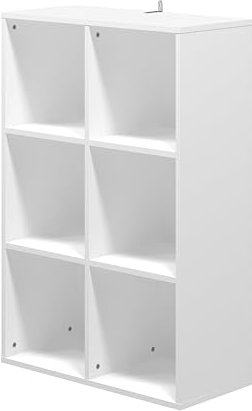 Panana Wooden Bookcase Book Shelf Display Storage Cube Unit With 6/7/8 Compartments for Living Room Bedroom Furniture (White, 6 Cube)