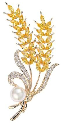 Danshinbow Broche élégante en perles de blé pour vêtements de fête, robe de fête, broche en strass, accessoires pour femmes et filles, Métal