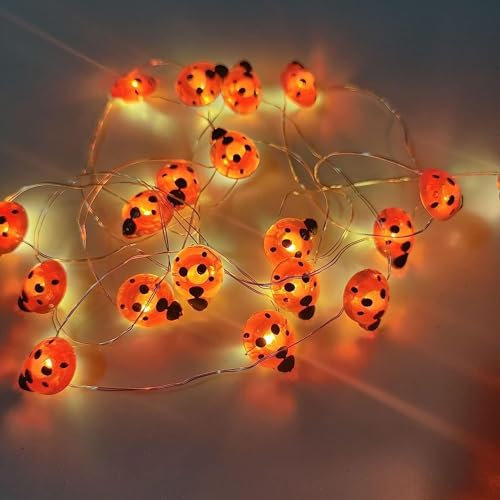 KINGCOO 9.8ft 30Led Marienkäfer Lichter,DIY Silberdraht Ladybird Fee Dekorative Lichterketten Batteriebetriebene für Sommer Kinder Schlafzimmer Weihnachten Hochzeit Party Innen Außen Dekoration (Rot)