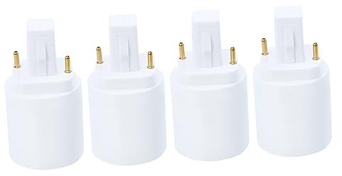 jojofuny 4 Stück g24d Konversionslampenkopf Adapter für Lampenschirme Basis Glühbirne Base Adapter g24 auf e27 Adapter für Glühbirnenstecker Lampenhalter Halterung Konverter Steckdose Weiß