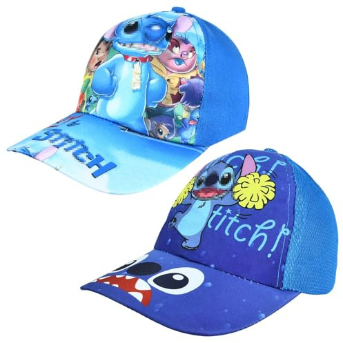 Cartoon Baseball Cap, 2 PCS Kinder Baseball Cap,Baseballmütze für Kinder Cartoon,Baseball Kappe Sommer Kinder Verstellbar Kinder Snapback Cap (DE/NL/SE/PL, Alphanumerisch, M, Blau A)
