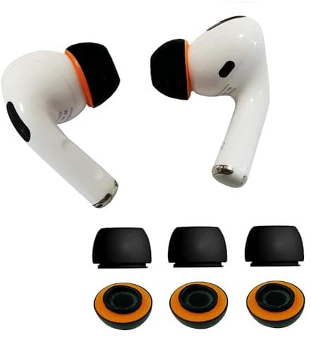 KASOTT Upgraded Best Memory Foam Ear Tips for AirPods Pro 1st & 2nd Gen | Comfortable Foam Ear Tips | Better Noise Cancellation | 3 Pairs Replacement Tips (Black, M)