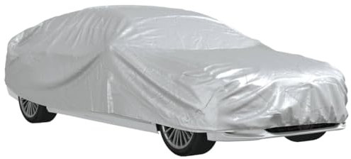 vidaXL Autoabdeckung, Abdeckplane mit Schnallenriemen, Vollgarage für Limousine, Ganzgarage Autogarage Schutzhülle, Silbern XL PEVA