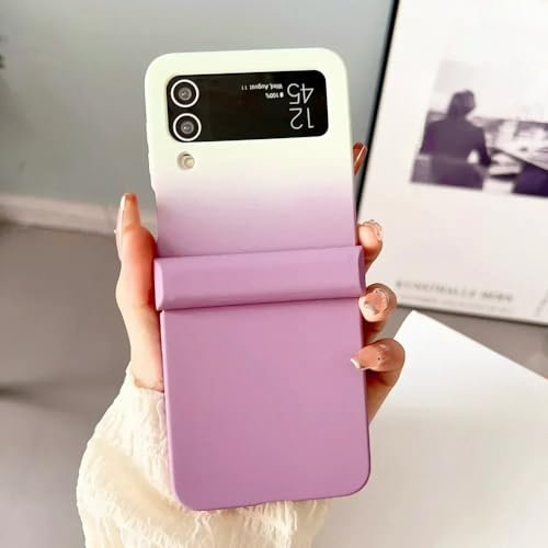 Custodia a doppio colore sfumato per Samsung Galaxy Z Flip 5 4 3 ZFlip Flip5 flip4 5G Cover rigida ultra sottile a contrasto di colore, bianco viola, per Samsung Galaxy Z Flip 4