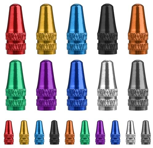 20 Stück Französisch Fahrrad Ventilkappen, 10 Farben Französisch Reifen Ventilkappen, Aluminium Französisch Fahrradventil Kappe, Fahrradventil FranzöSisch Kappen, FranzöSisches Fahrradventil Kappe