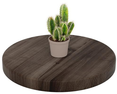 LAMO Manufaktur Holzplatte rund 40 cm aus Naturholz | Tischplatte für Couchtisch, Kaffeetisch, Nachttisch | Stärke: 40 mm | Farbe: Ebenholz
