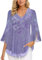 Timuspo Tunika Damen Große Größen Lässig Rundkragen Chiffon Bluse Elegant Halbärmel Top Sommer Hellviolett XL