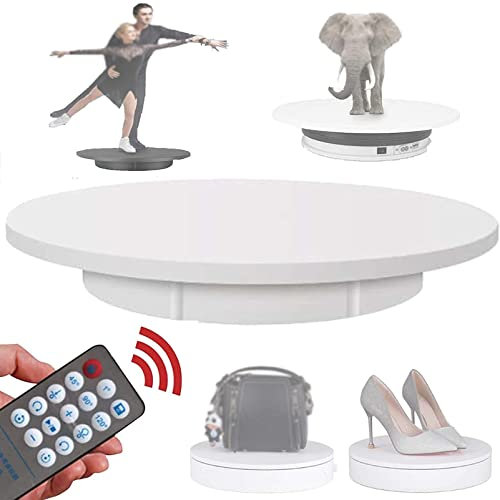 IYUESQ Piatto Girevole Elettrico, espositore Rotante Automatico Muto, Piattaforma espositiva Decorativa motorizzata per Fotografia (Bianco 60 cm)