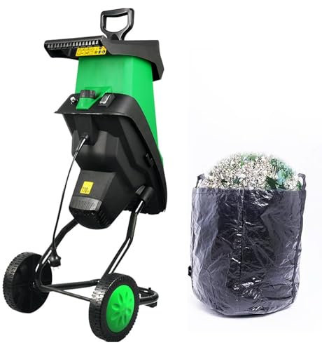 Trituratore di rami e foglie, trituratore elettrico da giardino da 2400 W, con sacco di raccolta da 50 l, velocità a vuoto 4500 giri/min, diametro di taglio 39 mm 90x40x34 cm