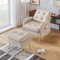 Arhatreya Fauteuil lounge avec repose-pieds, dossier réglable sur 3 niveaux, inclinable et inclinable avec étagère latérale pour salon, chambre à coucher, appartement, chambre d'amis, beige