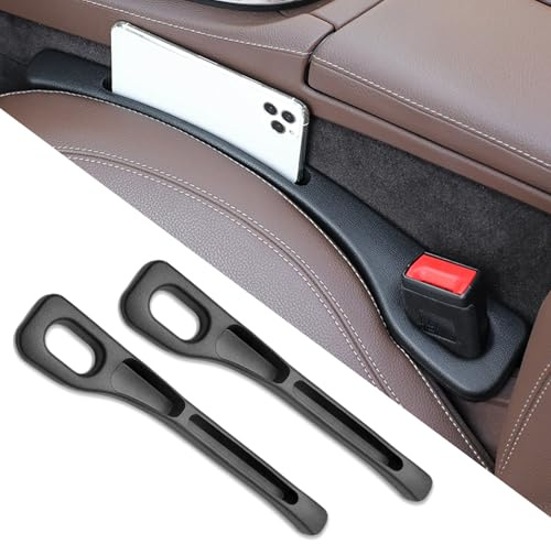 TILONKJ Car Seat Gap Filler, 2-Pack Black | PU material, soft & wear-resistant, easy to clean, tool-free installation, fits cars/SUVs/trucks