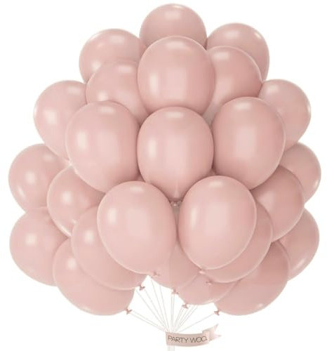 PartyWoo Palloncini rosa polveroso, 100 pezzi, 30,5 cm, stile bohémien, in lattice, rosa cipria, per principessa, compleanno, baby shower, laurea, rivelazione di genere, anniversario, addio al