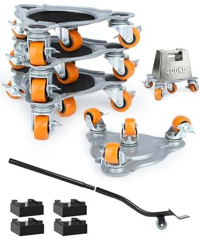 Kit Deplace Meuble 400 kg avec Lève-Meuble – 4 roulettes Pivotantes 360° pour Meubles Lourds, Réfrigérateur, Machine à Laver, Canapé – Outil de Déménagement Facile et sans Effort
