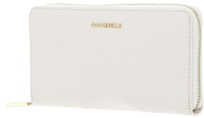 Coccinelle Leder Geldbörse Metallic Soft Wallet Grained Leather Pearl Creme