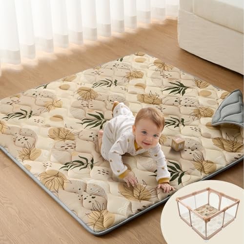 Blissful Diary Krabbelmatte Baby Spielmatte 127x127cm Krabbeldecke für Baby | Faltbar Baby Teppich, Waschbar, Rutschfeste Playmat, Extra Dicke Bodenmatte Kinder, Baby Essentials Geschenk Jungen Mädchen