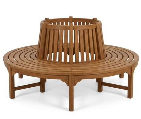 SAM Premium Baumbank Timo rund 220 cm, Teakholz massiv, 360° Rundbank | um den Baum, wetterfeste Gartenbank für bis zu 10 Personen, Holzbank rund für Garten und Terrasse