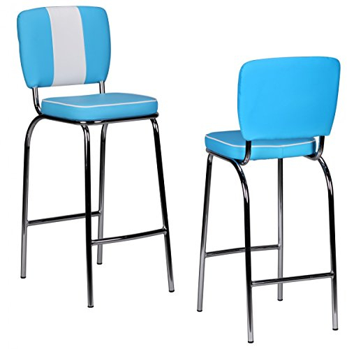 KADIMA DESIGN Barstuhl American Diner 50er Retro Blau Weiß Barhocker Tresenstuhl