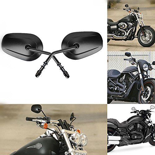 LEAGUE&CO Motorrad Spiegel Rückspiegel für Harley Road King XL 883 1200 Sportster (Schwarz)